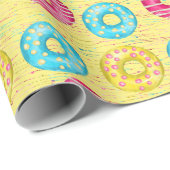 Papier Cadeau Donuts glacés colorés Anniversaire (Coin rond)