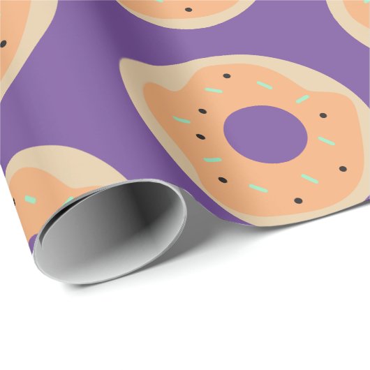 Papier Cadeau Donuts mignons Halloween poudrés glaçés (Coin rond)
