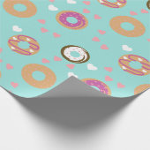 Papier Cadeau Donuts Saint-Valentin Cœurs Rouge Mer Sarcelle (Coin)