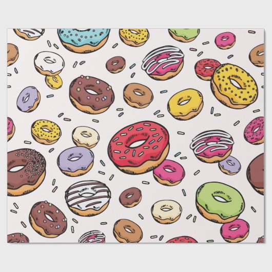 Papier Cadeau Donuts seamless pattern (Plat)