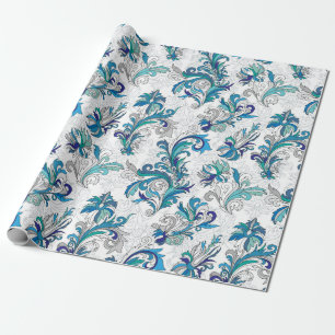 Papier Cadeau Doodé coloré pastel floral dessiner à la main sans