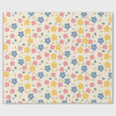 Papier Cadeau Doodé de fleurs colorées (Plat)