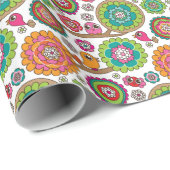 Papier Cadeau doodflowers backgrows (Coin rond)