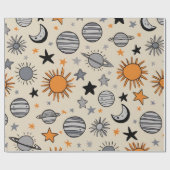Papier Cadeau Doodle céleste fantaisiste (Plat)