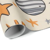 Papier Cadeau Doodle céleste fantaisiste (Coin rond)