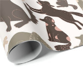 Papier Cadeau Doodle chien silhouette coloré sans couture motif (Coin rond)