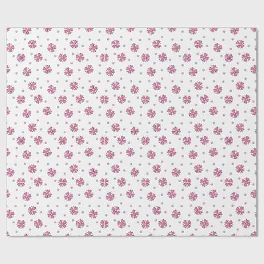 Papier Cadeau Doodle Daisies et points (Plat)