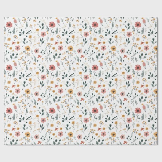 Papier Cadeau Doodle de Fleur Sauvage (Plat)