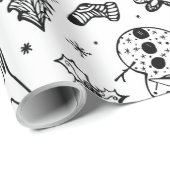 Papier Cadeau Doodle de Noël dessiné à la main (Coin rond)