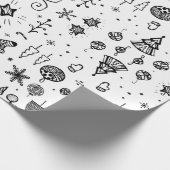 Papier Cadeau Doodle de Noël dessiné à la main (Coin)