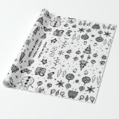 Papier Cadeau Doodle de Noël dessiné à la main (Déroulé)