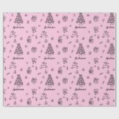 Papier Cadeau Doodle de Noël Nom personnalisé Personnalisé (Plat)