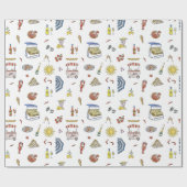 Papier Cadeau Doodle d'été italien méditerranéen (Plat)