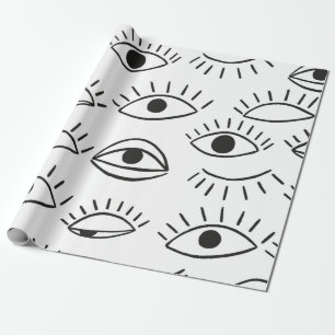 Papier Cadeau Doodle eye, motif sans soudure.