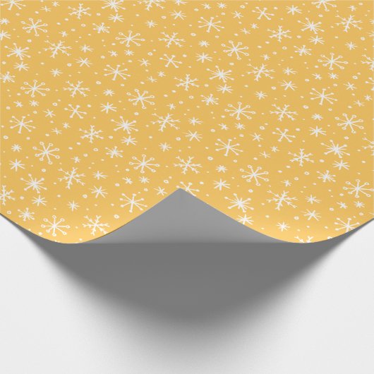 Papier Cadeau Doodle Gold et White Snowflake (Coin)