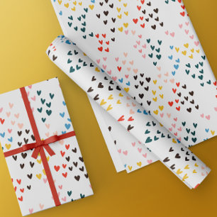 Papier Cadeau Doodle Hearts colorés Saint Valentin