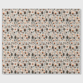 Papier Cadeau Doodle mignon Scandinave Folk Motif de Noël (Plat)