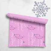 Papier Cadeau Doodle violet clair Arbre de Noël Étoiles de renne