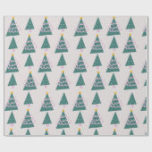 Papier Cadeau Doodles d'arbres mignons rose vert (Plat)