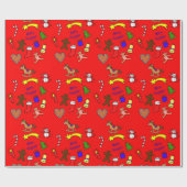 Papier Cadeau Doodles de Noël mignons (Plat)