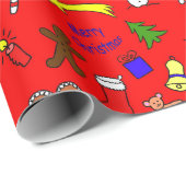 Papier Cadeau Doodles de Noël mignons (Coin rond)