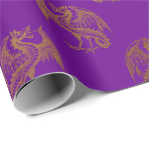 Papier Cadeau D'or de dragon le Roi royal Purple Plum Heraldic