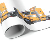 Papier Cadeau D'orange remorque de tracteur semi (Coin rond)