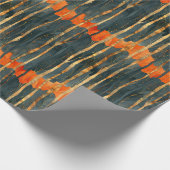 Papier Cadeau Doré noir moderne orange abstrait rayé (Coin)