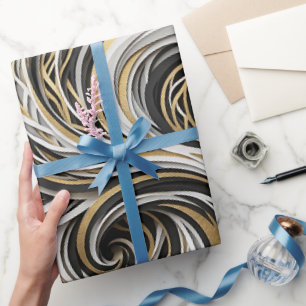 Papier cadeau doré tourbillon de fumée abstrait