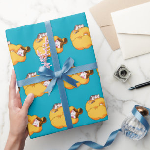 Papier Cadeau Dormir la fille avec chat confortable