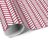 Papier Cadeau Dossiers de Maroon Chevron (Coin rond)