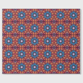 Papier Cadeau Dot Mandala bleu rouge et orange (Plat)