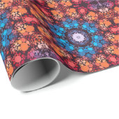 Papier Cadeau Dot Mandala bleu rouge et orange (Coin rond)