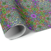 Papier Cadeau Dot Mandala Flower vert violet et orange (Coin rond)