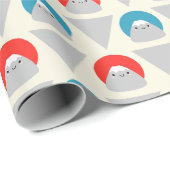 Papier Cadeau Dots Kawaii Mt Fuji (Coin rond)