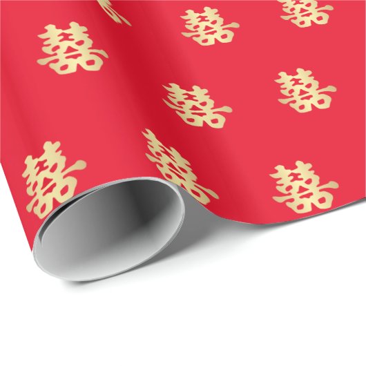 Papier Cadeau Double Mariage chinois (Coin rond)