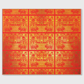 Papier Cadeau Double Rabbit papier coupé chinois Nouvel An Gold  (Plat)