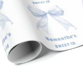 Papier Cadeau Douce 16 perles de ruban bleu (Coin rond)