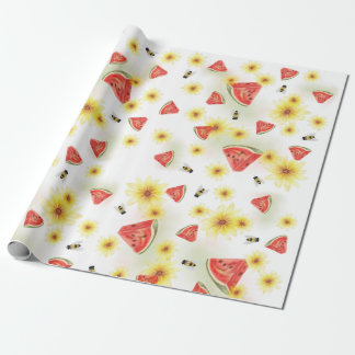 Papier Cadeau Douce ambiance estivale : pastèque, tournesols et