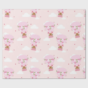 Papier Cadeau Douce Baby Shower Montgolfière Capybara Mignon