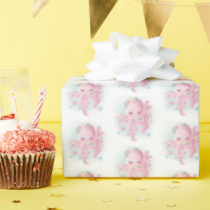 Papier Cadeau Douce Baby Shower Pieuvre Rose