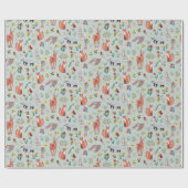 Papier Cadeau Douce Fête de Naissance Animaux de la Forêt Bleue (Plat)