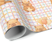 Papier Cadeau Douce Fête de Naissance de Capybara (Coin rond)