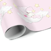 Papier Cadeau Douce Fille de la Lune Rose Bébé (Coin rond)