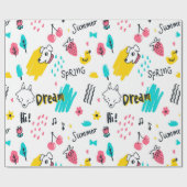 Papier Cadeau Douce main colorée dessinée (Plat)