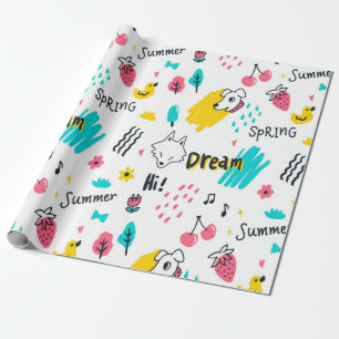 Papier Cadeau Douce main colorée dessinée