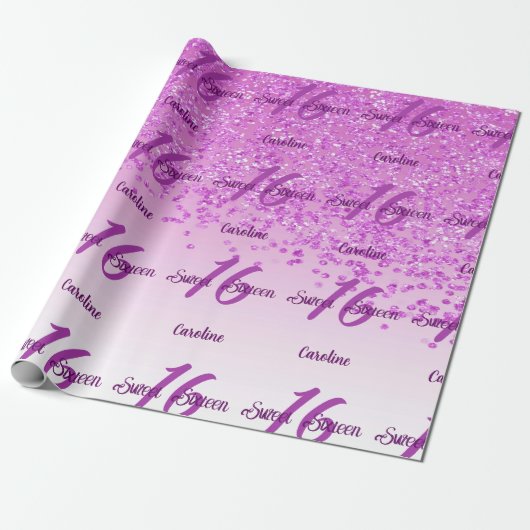 Papier Cadeau Douce mousseuse 16 Parties scintillant rose tomban (Déroulé)