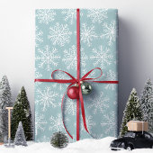 Papier Cadeau Douce Noël Flocon de Neige Bleu Blanc