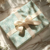 Papier Cadeau Douce Noël Flocon de Neige Bleu Blanc