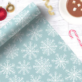 Papier Cadeau Douce Noël Flocon de Neige Bleu Blanc